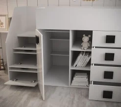 TOLEDO 3L Lit superposé 248,5/123/93 (blanc/blanc/turquoise)