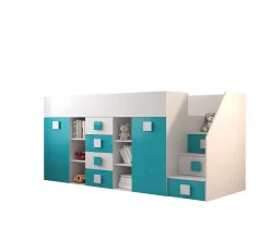 TOLEDO 3P Lit superposé 248,5/123/93 (blanc/turquoise)