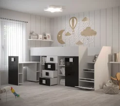 TOLEDO 3P Lit superposé 248,5/123/93 (blanc/turquoise)