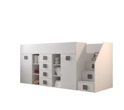 TOLEDO 3P Lit superposé 248,5/123/93 (blanc/blanc/gris)