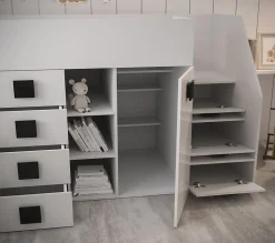 TOLEDO 3P Lit superposé 248,5/123/93 (blanc/blanc/gris)