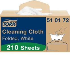 Tork Chiffon de Nettoyage Multi-usages blanc W7, Distribution feuille à feuille, 1 x 210 chiffons, 510172
