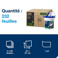 Tork Seau de Lingettes humides pour Nettoyage des mains blanc W14, sans parfum, 1 x 58 lingettes,190592