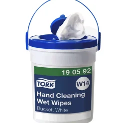 Tork Seau de Lingettes humides pour Nettoyage des mains blanc W14, sans parfum, 1 x 58 lingettes,190592