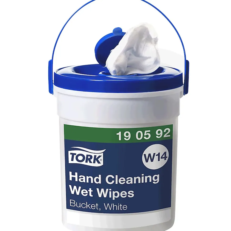 Tork Seau de Lingettes humides pour Nettoyage des mains blanc W14, sans parfum, 1 x 58 lingettes,190592