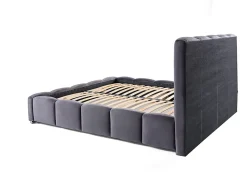Torreon - lit coffre - 140x200 - sommier inclus - en velours - Best Mobilier