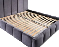 Torreon - lit coffre - 140x200 - sommier inclus - en velours - Best Mobilier