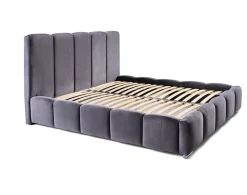 Torreon - lit coffre - 140x200 - sommier inclus - en velours - Best Mobilier