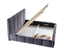 Torreon - lit coffre - 140x200 - sommier inclus - en velours - Best Mobilier