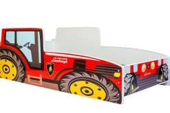 Tracteur lit simple rouge 160x80 avec matelas