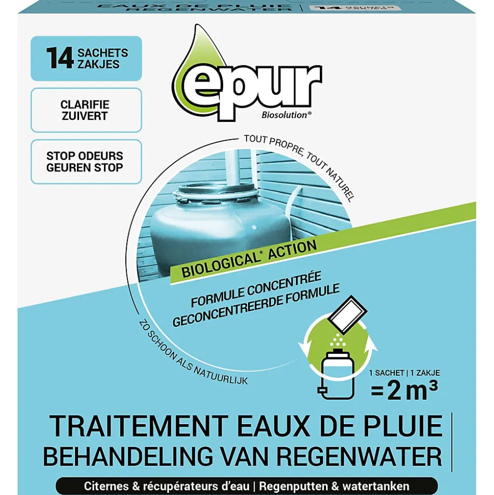 Traitement des eaux de pluie citernes & récupérateurs d'eau Epur 14 sachets
