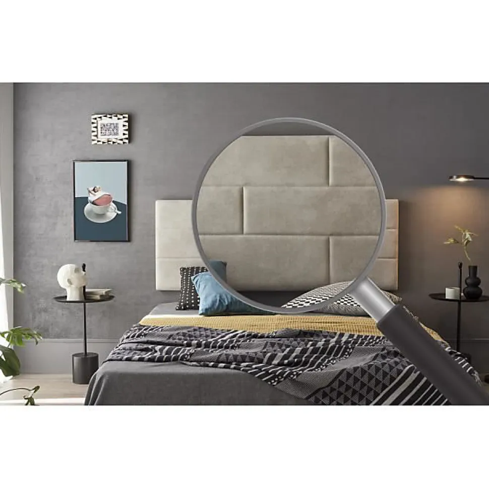 Tête de lit 120 Bricks Tissu Anti-Tache 152x57x5 Effet Granit Blanc Cassé. ECCOX
