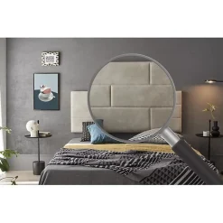 Tête de lit 80 Briques Tissu Anti-Tache 112x57x5 Effet Granit Blanc Cassé. ECCOX