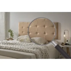 Tête de lit 160 Capitone Damier Tissu Anti-Tache 162x57x5cm Camel Clair. ECCOX
