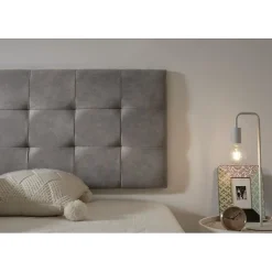 Tête de lit 105 Capitone Damier Tissu Anti-Tache 112x57x5cm Gris. ECCOX