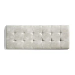 Tête de lit 135 Capitone Damier Tissu Anti-Tache 152x57x5cm Effet Granit Blanc Casssé. ECCOX