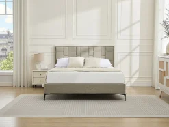 Tête de lit 140 cm - Velours - Taupe - HERMINE