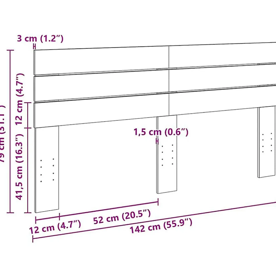 Tête de lit 140 cm en bois massif de chêne vidaXL
