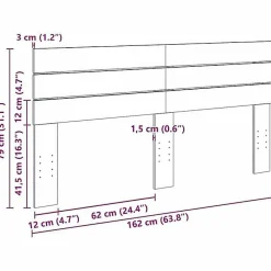 Tête de lit 160 cm en bois massif de chêne vidaXL