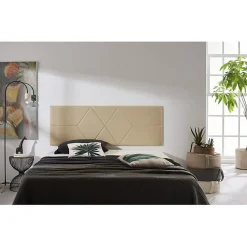 Tête de lit 140 Deux Diamants en Similicuir 152 x 57 x 5 cm Rembourrage en mousse et renfort de dossier Couleur Camel Clair. ECCOX