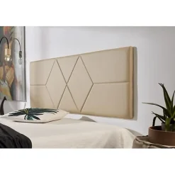 Tête de lit 140 Deux Diamants en Similicuir 152 x 57 x 5 cm Rembourrage en mousse et renfort de dossier Couleur Camel Clair. ECCOX