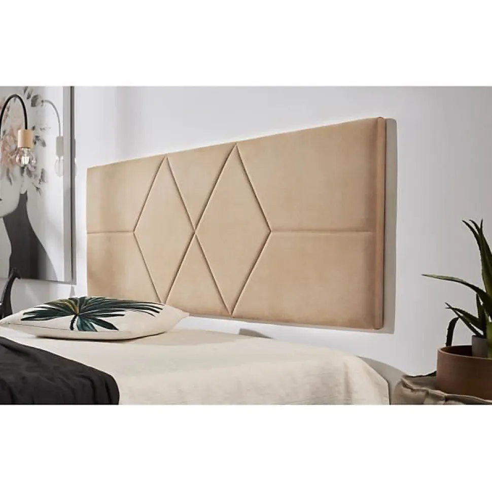Tête de lit - ECCOX - 112 x 57 cm - Tissu Anti-Tache - Design Contemporain - Couleur Camel