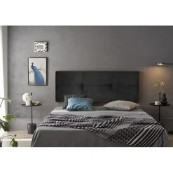 Tête de lit - ECCOX - Dalia - Tissu Aqualine Noir - 160 cm - Rembourrée - Design contemporain