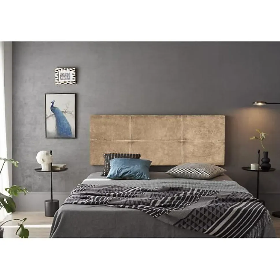 Tête de lit - ECCOX - Dalia - Tissu anti-taches Aqualine - 100 cm - Marron