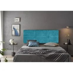 Tête de lit - ECCOX - Dalia - Tissu Aqualine - Turquoise - 145 cm - Rembourrée