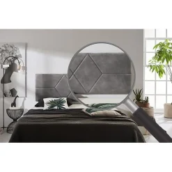 Tête de lit - ECCOX - Deux Diamants - 152 x 57 x 5 cm - Tissu Anti-Tache - Couleur Gris