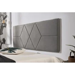 Tête de lit - ECCOX - Deux Diamants - 152 x 57 x 5 cm - Tissu Anti-Tache - Couleur Gris