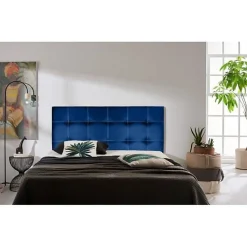 Tête de lit - ECCOX - Iris - Similicuir bleu - 115 cm - Design contemporain