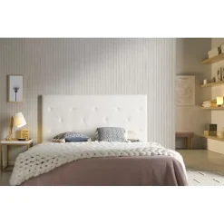 Tête de lit - ECCOX - Zafiro - Similicuir blanc - 115x115x8 cm - Aquaclean antitache