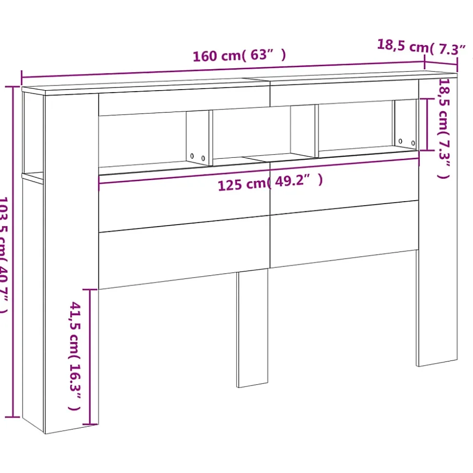 Tête de lit à LED blanc 160x18,5x103,5 cm bois d'ingénierie vidaXL
