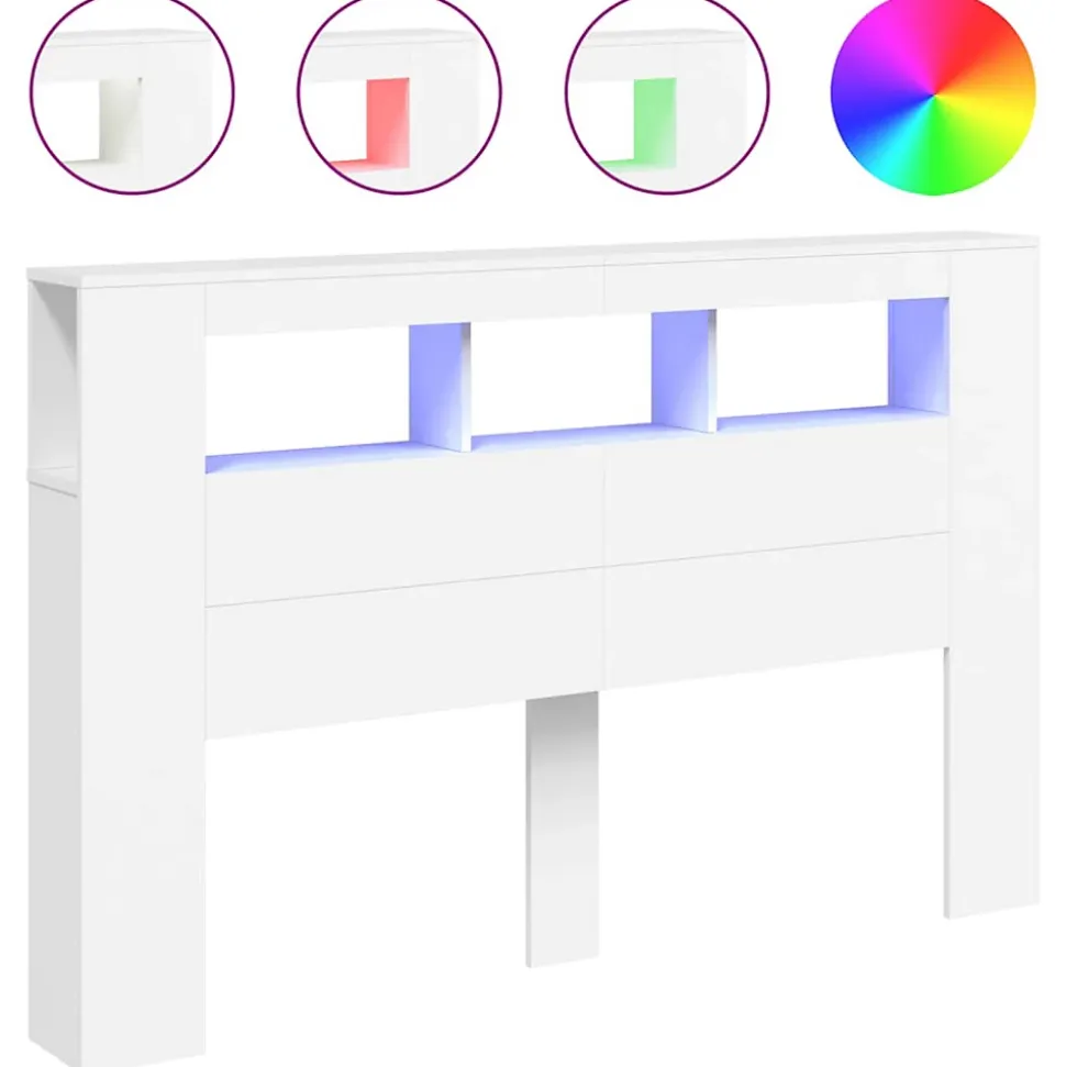 Tête de lit à LED blanc 160x18,5x103,5 cm bois d'ingénierie vidaXL