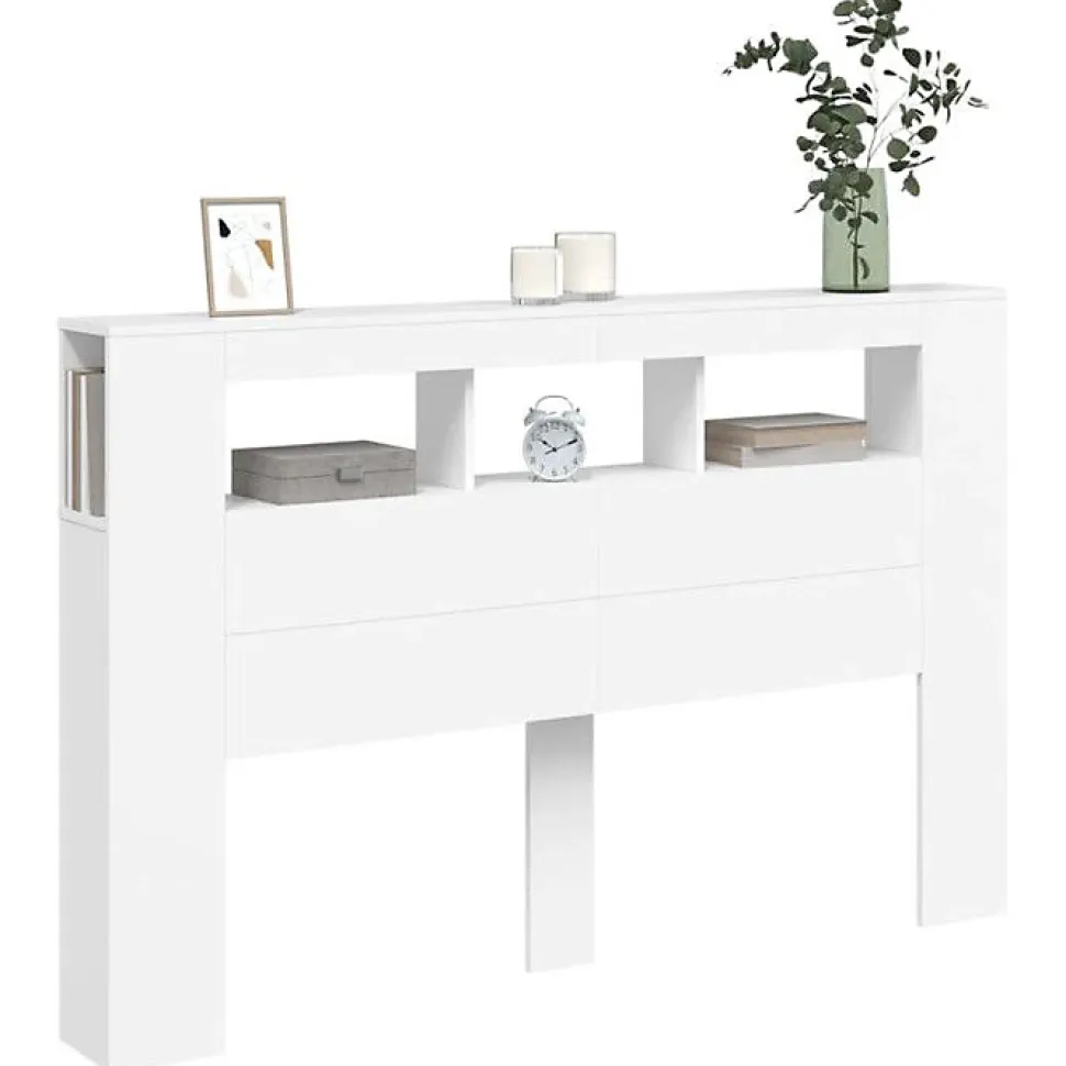 Tête de lit à LED blanc 160x18,5x103,5 cm bois d'ingénierie vidaXL