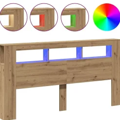 Tête de lit à LED chêne artisanal 200x18,5x103,5 cm vidaXL