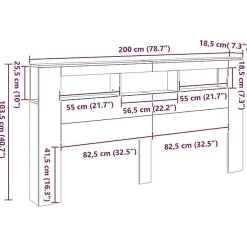 Tête de lit à LED chêne artisanal 200x18,5x103,5 cm vidaXL