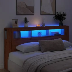Tête de lit à LED chêne artisanal 200x18,5x103,5 cm vidaXL