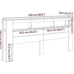 Tête de lit à LED chêne artisanal 220x18,5x103,5 cm vidaXL