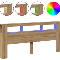 Tête de lit à LED chêne artisanal 220x18,5x103,5 cm vidaXL