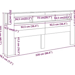 Tête de lit à LED chêne artisanal 220x18,5x103,5 cm vidaXL