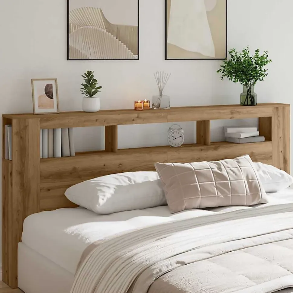 Tête de lit à LED chêne artisanal 220x18,5x103,5 cm vidaXL