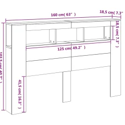 Tête de lit à LED chêne fumé 160x18,5x103,5cm bois d'ingénierie vidaXL