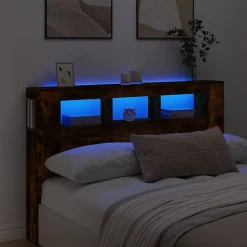 Tête de lit à LED chêne fumé 160x18,5x103,5cm bois d'ingénierie vidaXL