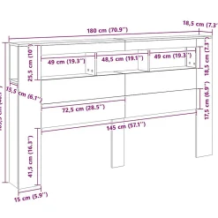 Tête de lit à LED gris béton 180x18,5x103,5cm bois d'ingénierie vidaXL