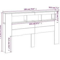 Tête de lit à LED gris béton 180x18,5x103,5cm bois d'ingénierie vidaXL