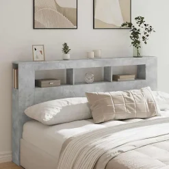 Tête de lit à LED gris béton 180x18,5x103,5cm bois d'ingénierie vidaXL