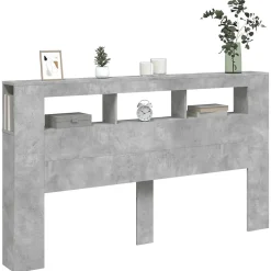 Tête de lit à LED gris béton 180x18,5x103,5cm bois d'ingénierie vidaXL