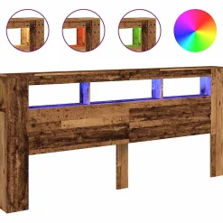 Tête de lit à LED vieux bois 220x18,5x103,5cm bois d'ingénierie vidaXL